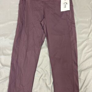 ZYIA Purple Leggings with Stretchy Fabric and Wide Waistband